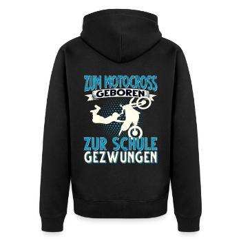Motocross Motorrad Dirt Bike Dirtbike Biker - Unisex Premium Bio Zip Hoodie - Schwarz - Hinten - Nico (187cm)