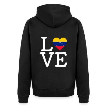 i love Venezuela, venezolanos venezuela - Unisex Premium Bio Zip Hoodie - Schwarz - Hinten - Nico (187cm)