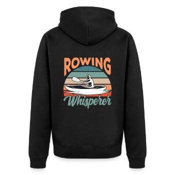 Ruder Flüsterer Ruderboot Rudern Ruderer - Unisex Premium Bio Zip Hoodie - Schwarz - Hinten - Nico (187cm)