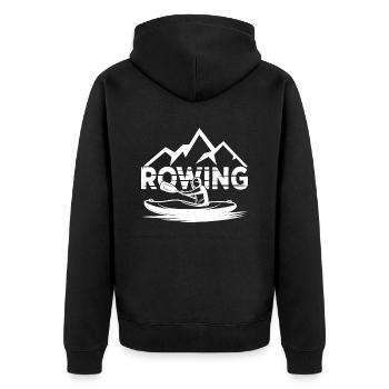 Rudern Rudersport Ruderboot Ruderer Ruder - Unisex Premium Bio Zip Hoodie - Schwarz - Hinten - Nico (187cm)