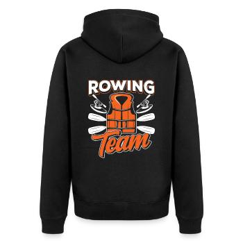 Rudermannschaft Rudern Ruderer Ruderboot Ruder - Unisex Premium Bio Zip Hoodie - Schwarz - Hinten - Nico (187cm)