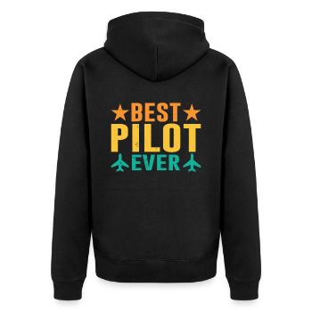 The Best Pilot Ever Small Aircraft Jet - Unisex Premium Organic Zip Hoodie - black - Back - Nico (187cm)