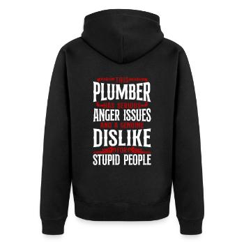 Plumbing Plumber Vintage This - Unisex Premium Organic Zip Hoodie - black - Back - Nico (187cm)