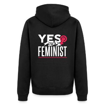 Yes I am a feminist feminist feminism - Unisex Premium Organic Zip Hoodie - black - Back - Nico (187cm)