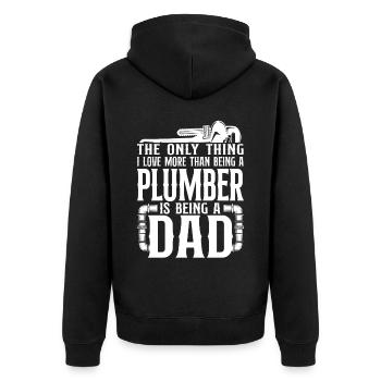 Plumbing Plumber Dad Vintage The - Unisex Premium Organic Zip Hoodie - black - Back - Nico (187cm)