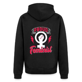 Fière féministe féministe Féminisme Femmes - Veste à capuche bio Premium Unisexe - noir - Dos - Nico (187cm)