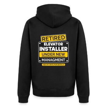 Aufzugsmonteur Ruhestand - Unisex Premium Bio Zip Hoodie - Schwarz - Hinten - Nico (187cm)