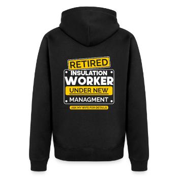 Isolation worker retirement - Unisex Premium Organic Zip Hoodie - black - Back - Nico (187cm)