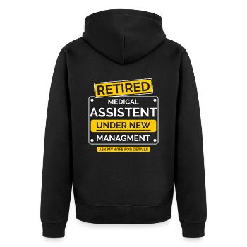 Medizinischer Assistent Ruhestand - Unisex Premium Bio Zip Hoodie - Schwarz - Hinten - Nico (187cm)
