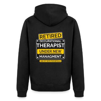 Beschäftigungstherapeut Retriement - Unisex Premium Bio Zip Hoodie - Schwarz - Hinten - Nico (187cm)