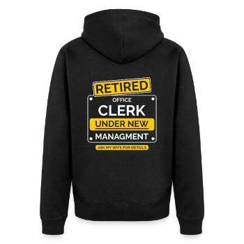Retired office worker - Unisex Premium Organic Zip Hoodie - black - Back - Nico (187cm)