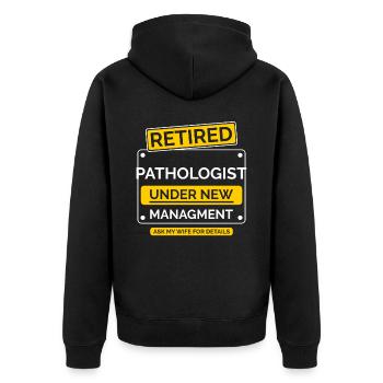 Pathologe Ruhestand Rente - Unisex Premium Bio Zip Hoodie - Schwarz - Hinten - Nico (187cm)