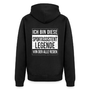 Co-Trainer Geburtstag geboren Legende - Unisex Premium Bio Zip Hoodie - Schwarz - Hinten - Nico (187cm)