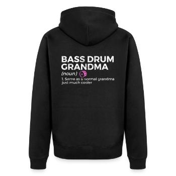 Bass Drum Musiker - Unisex Premium Bio Zip Hoodie - Schwarz - Hinten - Nico (187cm)