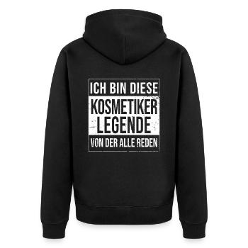 Maskenbildner Geburtstag geboren Legende - Unisex Premium Bio Zip Hoodie - Schwarz - Hinten - Nico (187cm)
