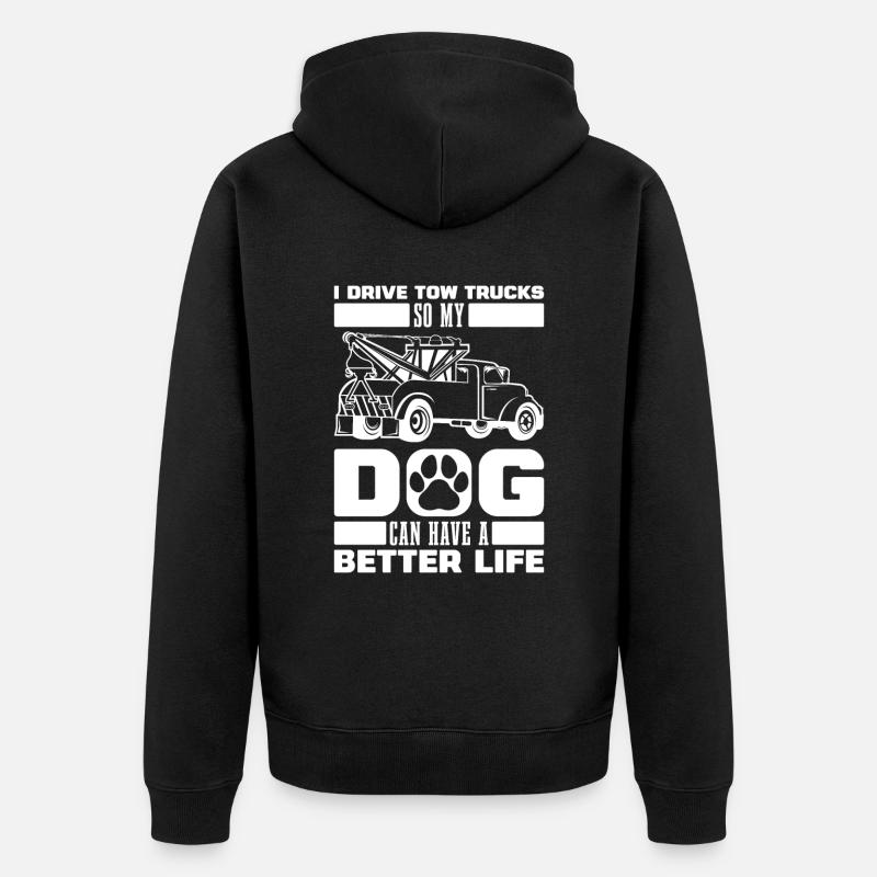 Abschleppdienst Abschlepper Hund - Unisex Premium Bio Zip Hoodie - Schwarz