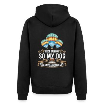 Heißluftballon Ballonfahren Hund - Unisex Premium Bio Zip Hoodie - Schwarz - Hinten - Nico (187cm)