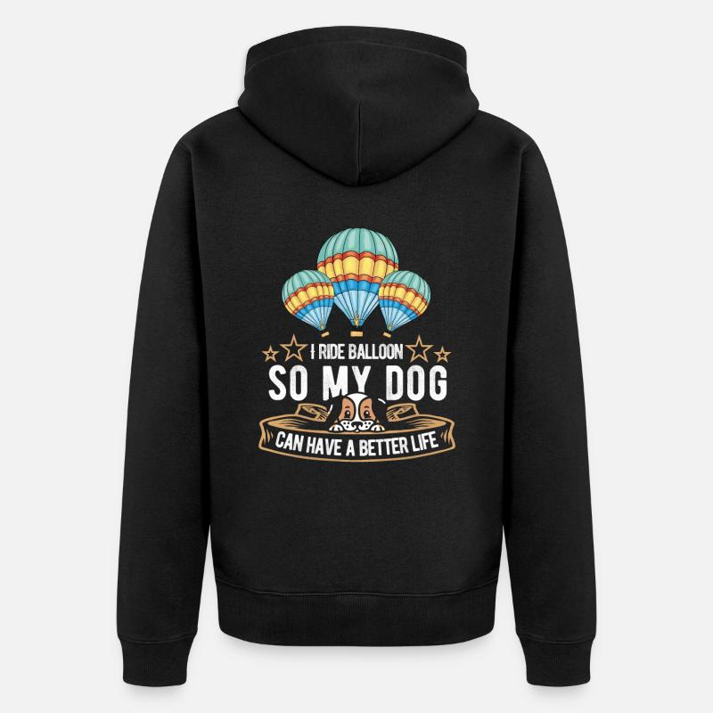 Montgolfière Chien - Veste à capuche bio Premium Unisexe - noir