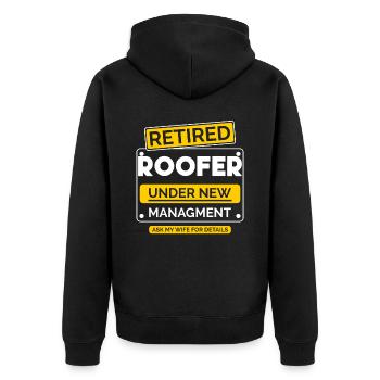 Roofer Retirement - Unisex Premium Organic Zip Hoodie - black - Back - Nico (187cm)