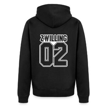 Zwillingsgeschwister Zwilling Zwillinge - Unisex Premium Bio Zip Hoodie - Schwarz - Hinten - Nico (187cm)
