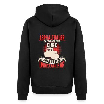Asphaltbauer zu sein ist eine Ehre Asphaltierer - Unisex Premium Bio Zip Hoodie - Schwarz - Hinten - Nico (187cm)