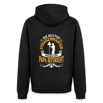 Straßenwärter wird Papa Straßenwart - Unisex Premium Bio Zip Hoodie - Schwarz - Hinten - Nico (187cm)