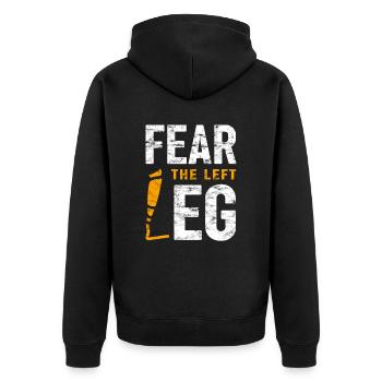 Amputierte Humorprothese -Chirurgie Amputation - Unisex Premium Bio Zip Hoodie - Schwarz - Hinten - Nico (187cm)