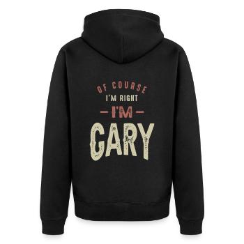 I'm Gary Funny Personalized Name - Unisex Premium Organic Zip Hoodie - black - Back - Nico (187cm)