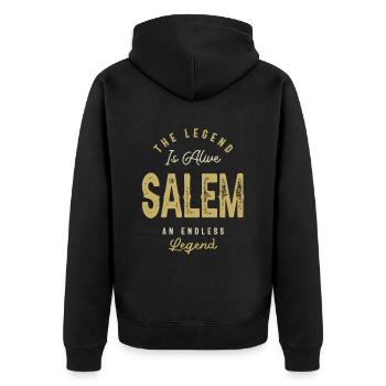 The Legend Salem Funny Personalized Name - Unisex Premium Organic Zip Hoodie - black - Back - Nico (187cm)