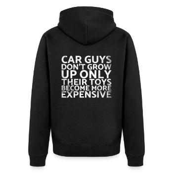 Autotypen Werden Nicht Nur Für Ihre Spielsachen - Unisex Premium Bio Zip Hoodie - Schwarz - Hinten - Nico (187cm)