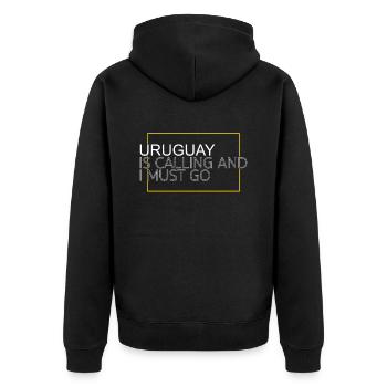 Uruguay Saying - Unisex Premium Organic Zip Hoodie - black - Back - Nico (187cm)