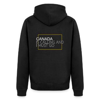 Kanada Spruch - Unisex Premium Bio Zip Hoodie - Schwarz - Hinten - Nico (187cm)