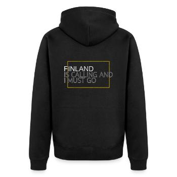 Finland saying - Unisex Premium Organic Zip Hoodie - black - Back - Nico (187cm)