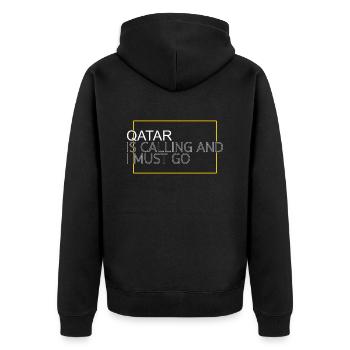 Qatar Dicton - Veste à capuche bio Premium Unisexe - noir - Dos - Nico (187cm)