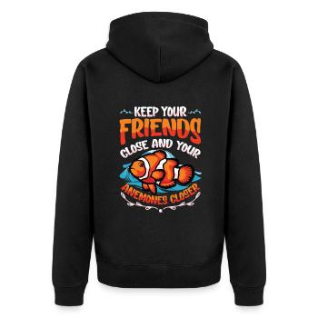 Drôle de jeu de mots anémones poisson-clown - Veste à capuche bio Premium Unisexe - noir - Dos - Nico (187cm)