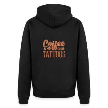 Kaffee Tattoo - Unisex Premium Bio Zip Hoodie - Schwarz - Hinten - Nico (187cm)