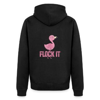 Flamingo - Unisex Premium Bio Zip Hoodie - Schwarz - Hinten - Nico (187cm)
