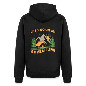 Abenteuer Berge Campen Wandern Klettern - Unisex Premium Bio Zip Hoodie - Schwarz - Hinten - Nico (187cm)