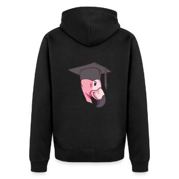 Flamingo Graduation Pink Summer Holiday Gift - Unisex Premium Organic Zip Hoodie - black - Back - Nico (187cm)