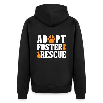 Animal Rescue Adopt Foster Adoption Animal Rescuer - Unisex Premium Organic Zip Hoodie - black - Back - Nico (187cm)