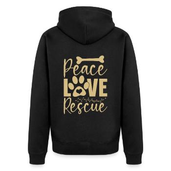 Sauvetage d’animaux Paix Amour Adoption Sauveteur d’animaux - Veste à capuche bio Premium Unisexe - noir - Dos - Nico (187cm)