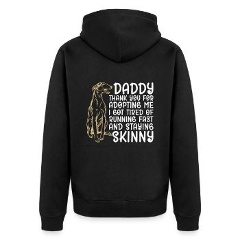 Greyhound Racing Daddy Thank You Greyhound Racer - Unisex Premium Organic Zip Hoodie - black - Back - Nico (187cm)