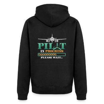 Pilot in progress, please wait, aircraft training - Unisex Premium Organic Zip Hoodie - black - Back - Nico (187cm)
