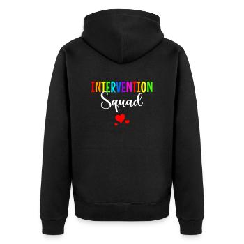 Intervention Squad, Intervention specialist - Unisex Premium Bio Zip Hoodie - Schwarz - Hinten - Nico (187cm)