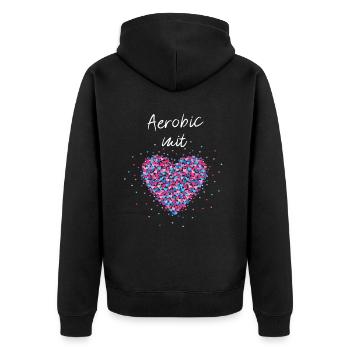Aerobic mit Herz rhytmische Bewegung Sport Musik - Unisex Premium Bio Zip Hoodie - Schwarz - Hinten - Nico (187cm)