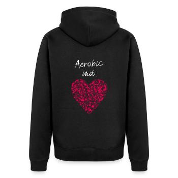 Aerobic mit Herz Workout Fitnesskurs Musik Tanzen - Unisex Premium Bio Zip Hoodie - Schwarz - Hinten - Nico (187cm)