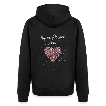 Aqua Power mit Herz Fitnesstrainerin Gymnastik - Unisex Premium Bio Zip Hoodie - Schwarz - Hinten - Nico (187cm)