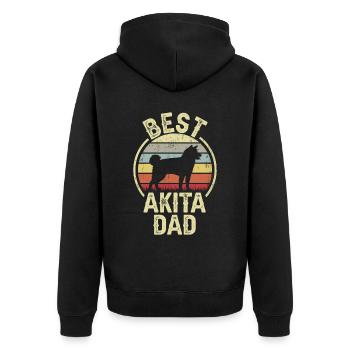 Bester Hund Dad - Akita - Unisex Premium Bio Zip Hoodie - Schwarz - Hinten - Nico (187cm)
