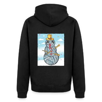 Garn Schneemann Nähen Stricken Häkeln - Unisex Premium Bio Zip Hoodie - Schwarz - Hinten - Nico (187cm)