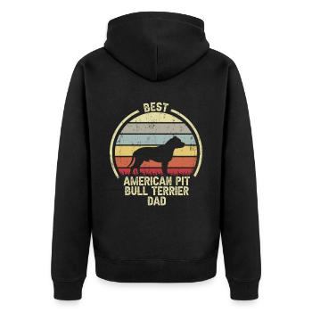 Bester Hund Dad - Pit Bull Terrier - Unisex Premium Bio Zip Hoodie - Schwarz - Hinten - Nico (187cm)